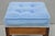 Early 20th Century Antique Victorian Walnut Cabriole Leg Blue Tufted Footstool Ottoman Stool For Sale - Image 5 of 15