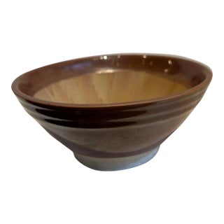 Studio Ceramic Low Bowl With Combed Texture in Moïre For Sale