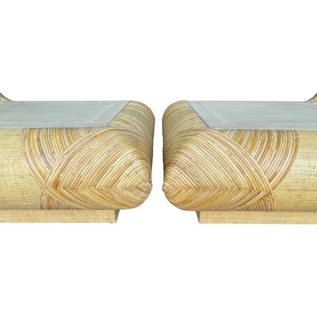 1970s Gabriella Crespi Style Low Natural Bamboo Lounge or Slipper Chair-A Pair For Sale - Image 5 of 6