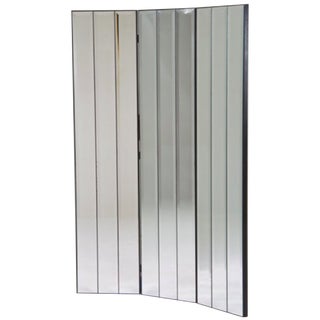 Hollywood Regency Three Panel Folding Mirror For Sale