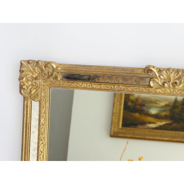 Gold Vintage Rectangular Wall Hanging Gilt Wood Gold Ornate Mirror, 1960s For Sale - Image 8 of 11