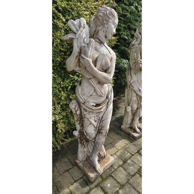 Large Vintage Four Seasons Garden Sculptures, 1930, Set of 4 For Sale - Image 3 of 13