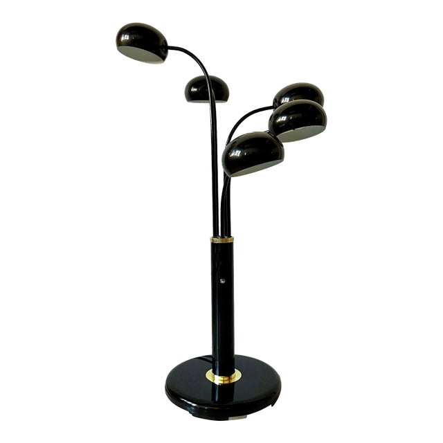 1980s Post-Modern Eyeball Black Metal Multi-Arm Adjustable Task Lamp For Sale