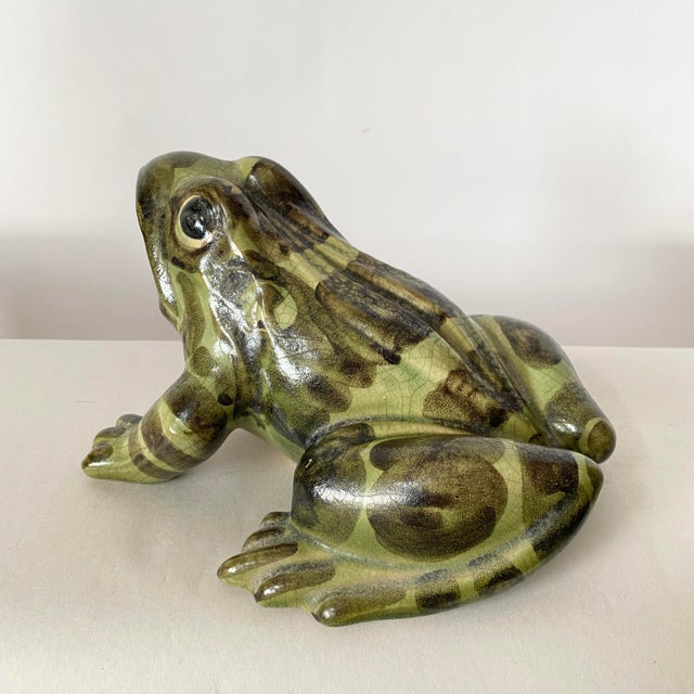 Vintage Green Ceramic Frog For Sale - Image 9 of 9