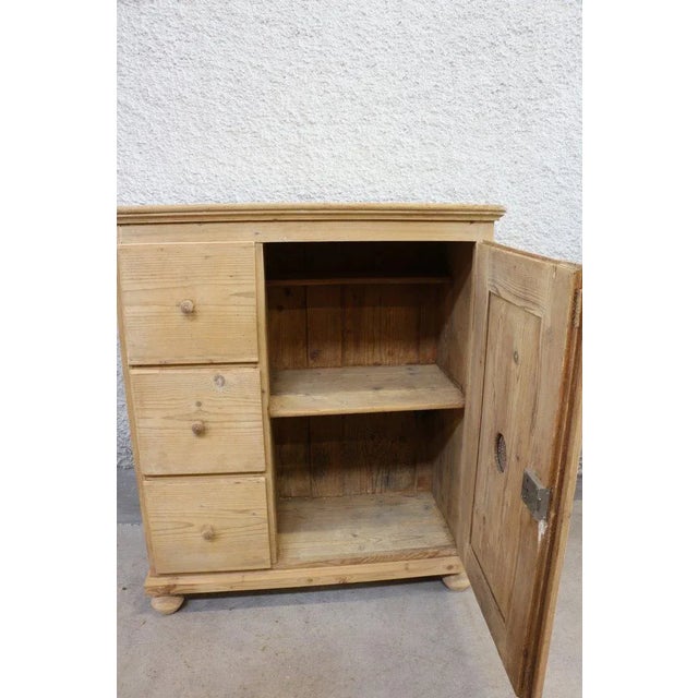 Wood Bread Cabinet with 3 Drawers in Softwood For Sale - Image 7 of 8