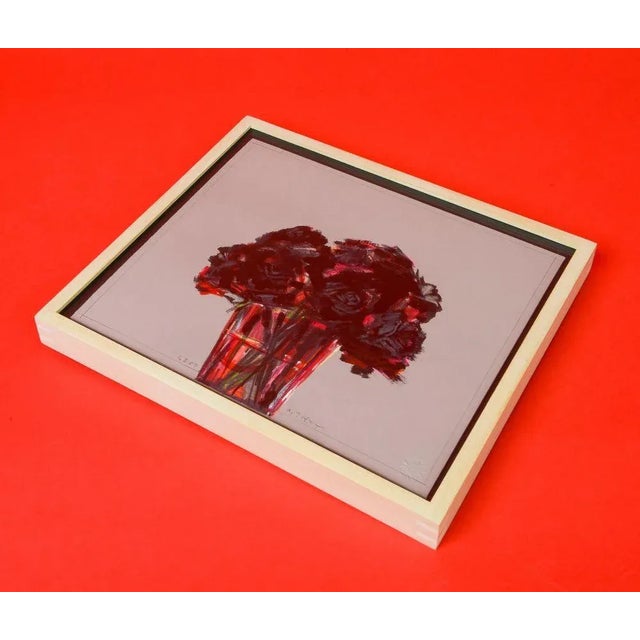 Abbie Zabar Red Roses in Red Glass Beaker 1.2.09 Drawing by Abbie Zabar For Sale - Image 4 of 5