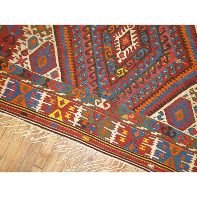 Early 21st Century Antique Square Turkish Tribal Kilim - 4'4" x 5'2" For Sale - Image 5 of 6