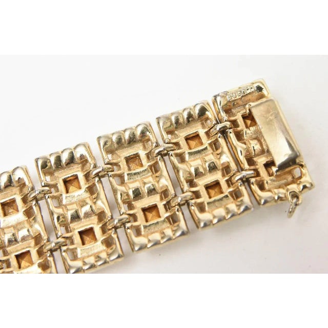 Vintage Signed Henry Bogaff Swarovski Rhinestone Bracelet in Brown and Amber Color For Sale In Miami - Image 6 of 6