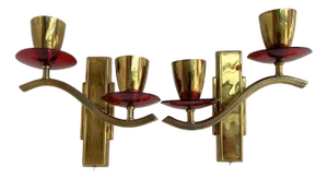 Vintage Wall Sconces in Gilt Brass with Acrylic Glass Elements, Germany, 1979, Set of 2