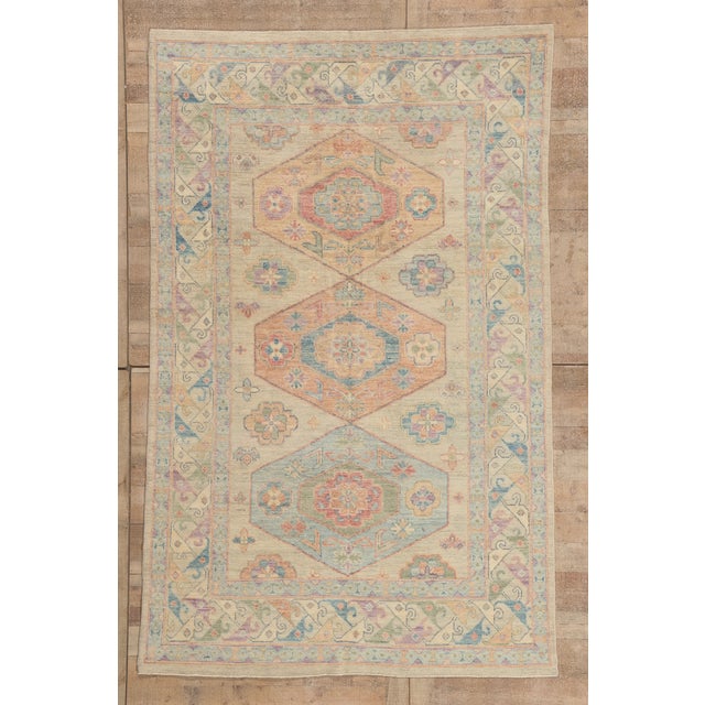 Contemporary Pakistani Oushak Rug, 05'10 X 09'02 For Sale - Image 10 of 10