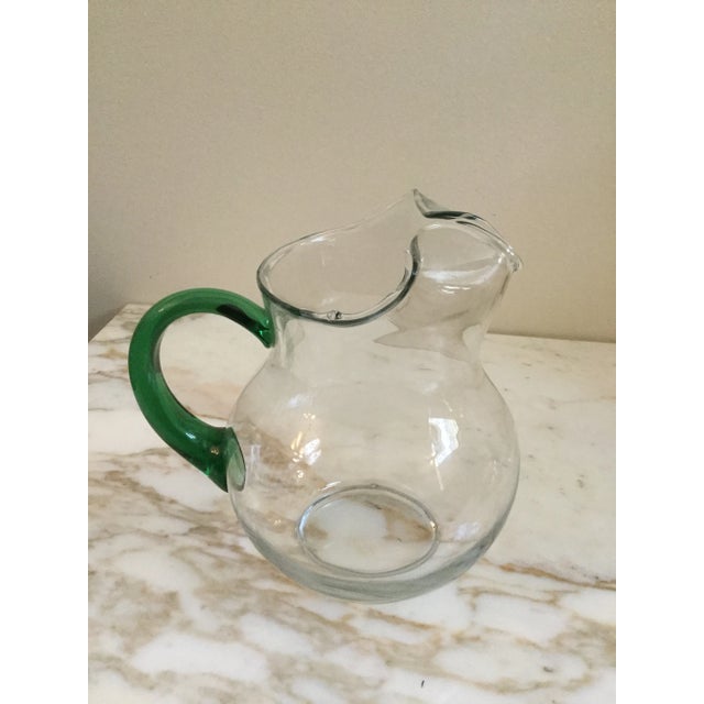 Vintage Libbey margarita pitcher green handle glass ice guard, can be use with lemonade to enjoy with friends, beautiful...