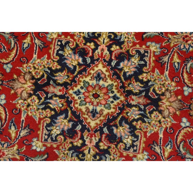 Textile Fine Qom Rug 3’5” X 4’10” Red Wool/Silk Traditional Hand-Knotted Carpet For Sale - Image 7 of 12
