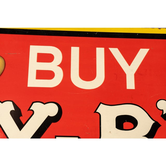 1930s Y B Cigars Tin Lithograph Advertising Sign For Sale - Image 4 of 6
