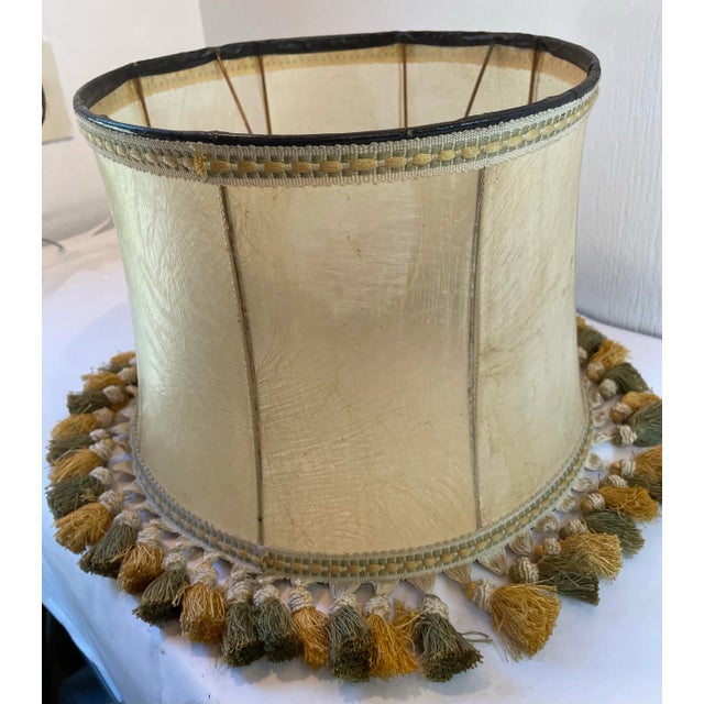 Textile Vintage English Stretched Leather Lamp Shade For Sale - Image 7 of 10