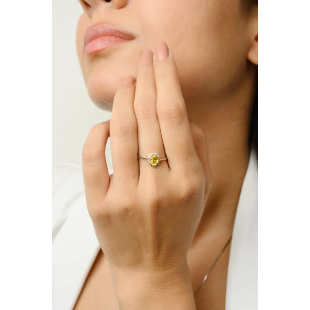 18k Gold Jewelry Set in Yellow Sapphire Diamond Pendant and Ring Size 7- 2 Pieces For Sale In New York - Image 6 of 16