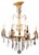 French Crystal 6-Arm Chandelier in Brass, 1920 For Sale