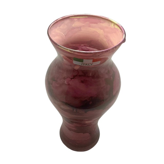 1970s Italian Hand-Painted Marbled Glass Vase For Sale - Image 5 of 10