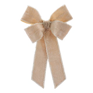 Glittered Velvet Bow Ornament (Set of 2) For Sale
