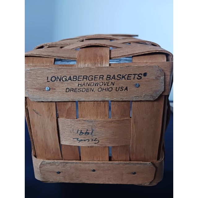 American Longaberger Pin Basket, Woven Maple Wood With Logo, Euc, 1991, Includes Liner For Sale - Image 3 of 6