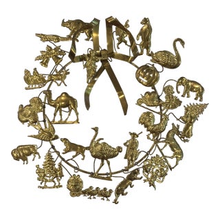 Vintage Petite Choses Brass Holiday Wreath For Sale
