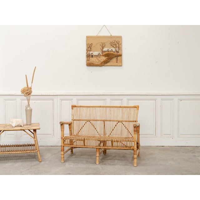 Vintage Bamboo and Rattan Bench, 1970s For Sale - Image 14 of 15