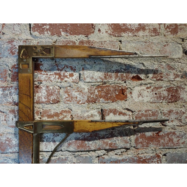 1910 Antique William Greenleaf Wood and Brass Lumber Caliper For Sale - Image 4 of 11