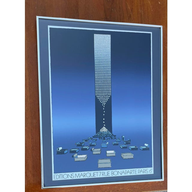 Vintage Michel Granger "Editions Marque" Framed Foil Print Poster. For Sale In Miami - Image 6 of 13