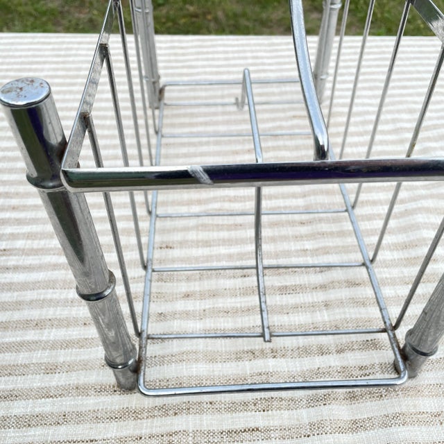 1970s 1970s Hollywood Regency Faux Bamboo Chrome Magazine Holder For Sale - Image 5 of 7