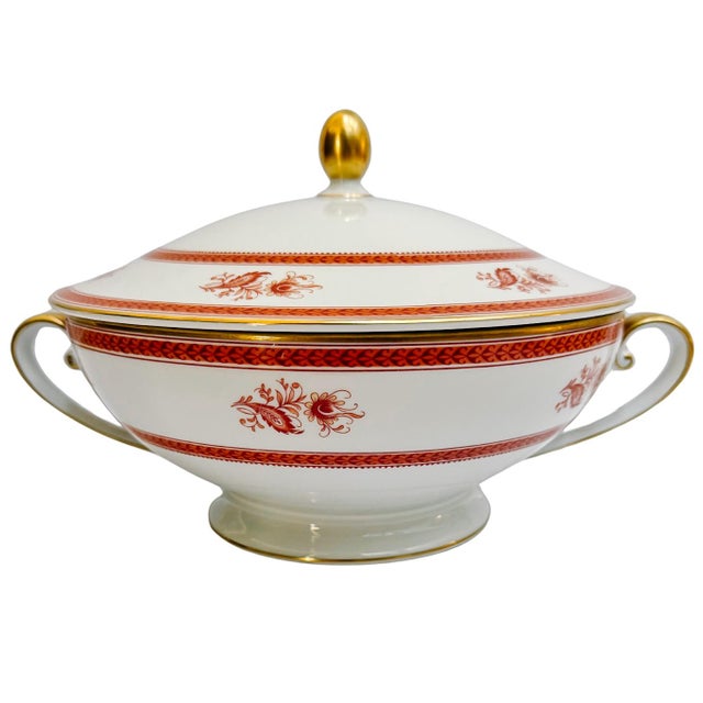 Ceramic Antique Hutschenreuther Bavaria Dinner Service for 8 Rust Floral & Encrusted Gold – 28-Piece Set For Sale - Image 7 of 16