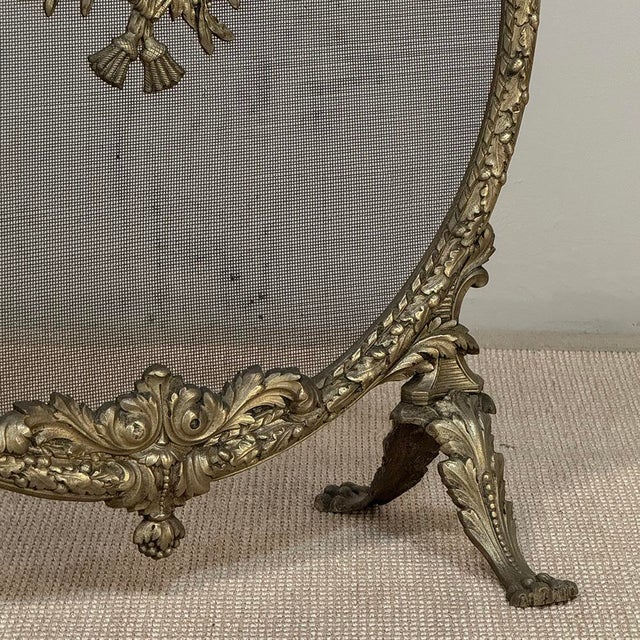 19th Century French Louis XVI Bronze Oval Firescreen For Sale - Image 9 of 18