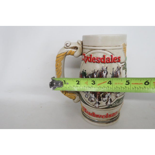 Budweiser Beer Stein Clydesdales Horses Relief Ceramarte Brazil 1980s Mug 4826b For Sale - Image 9 of 14