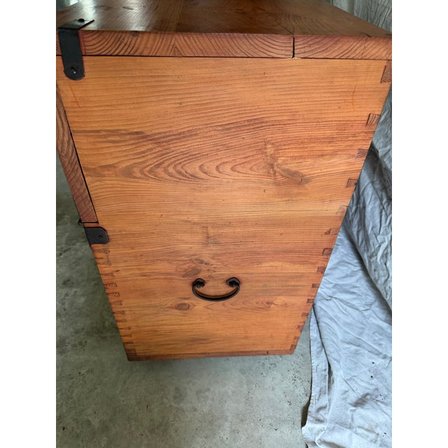 Brown Vintage Korean Bandaji Blanket Chest With Hand-Forged Iron Hardware For Sale - Image 8 of 9