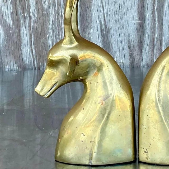 Vintage Boho Brass Antelope Bookends - a Pair For Sale - Image 11 of 13
