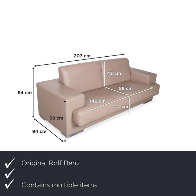 Rolf Benz leather sofa set consisting of a three-seater and a two-seater sofa in cream beige. This model impresses with...