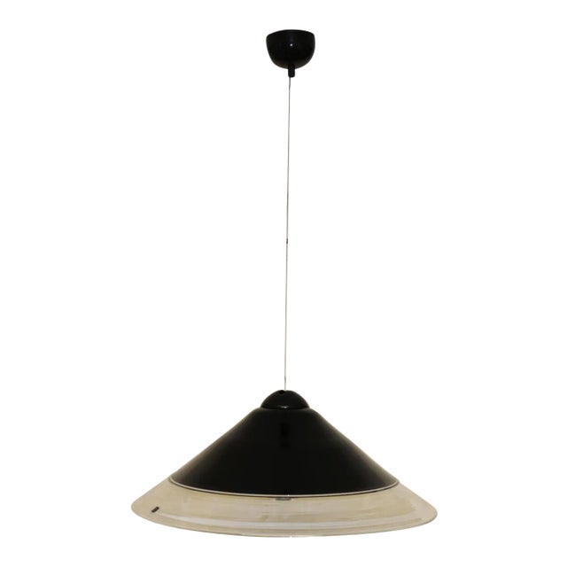 Mid-Century Modern Black Murano Glass Pendant Lamp For Sale