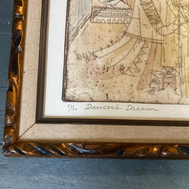 Abstract 1960’s Original Irving Amen Abstract Illustration Lithograph “Dancer’s Dream” For Sale - Image 3 of 6