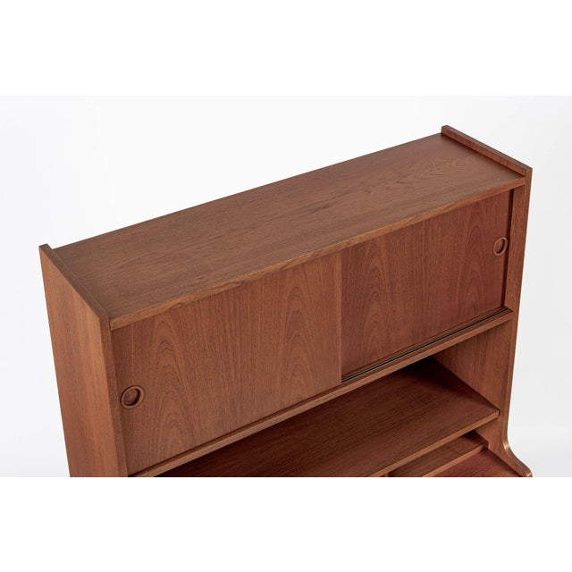 Wood Mid Century Danish Teak Wood Bookcase Cabinet & Secretary Desk 1960s For Sale - Image 7 of 14