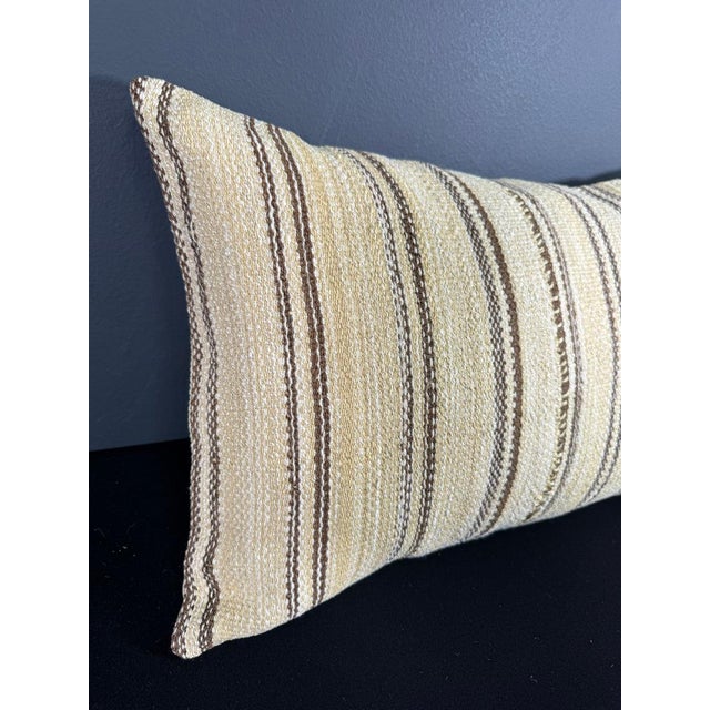 Contemporary Turkish Hemp Pillow Cushion Natural Beige Brown Pillow Cushion Cover 16" x 24" For Sale - Image 3 of 4