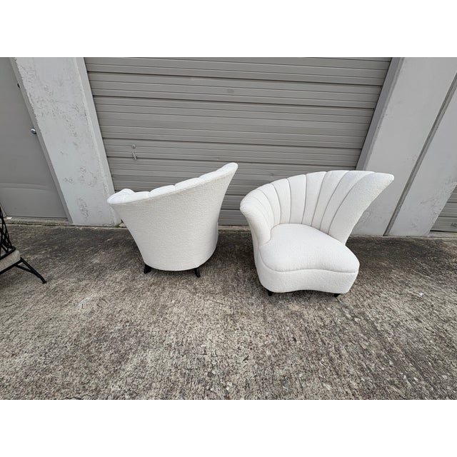 Pair of 1960s Asymmetrical Channel Back Lounge Chairs For Sale - Image 13 of 14