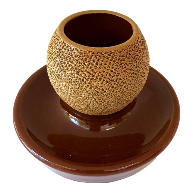 Antique English Match Striker / Match Holder – Brown Glazed Stoneware – Early 20th Century For Sale