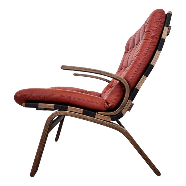 Mid-Century Danish Bentwood and Leather Armchair attributed to Farstrup, 1970s For Sale