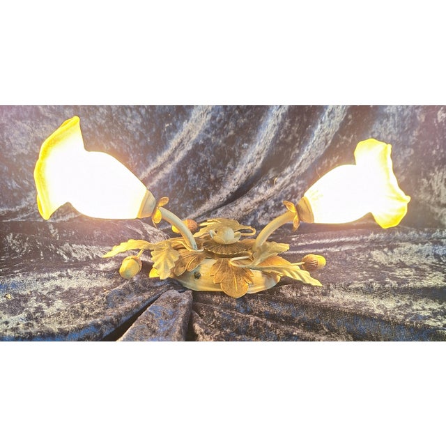 1980s Florentine Wall Lamp with Colored Metal Mount and Glass Shades by Renzo Del Ventisette, 1980s For Sale - Image 5 of 8