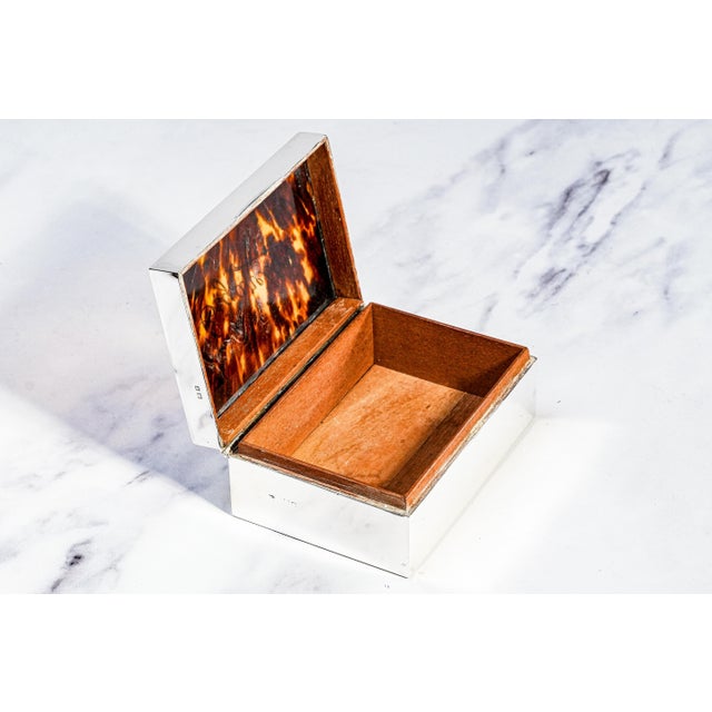 Silver Beautiful Faux Tortoiseshell Antique Sterling Silver Cigarette Box Tobacciana For Sale - Image 8 of 16