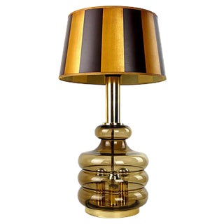 Mid-Century German Smoked Glass Table Lamp from Doria Leuchten For Sale