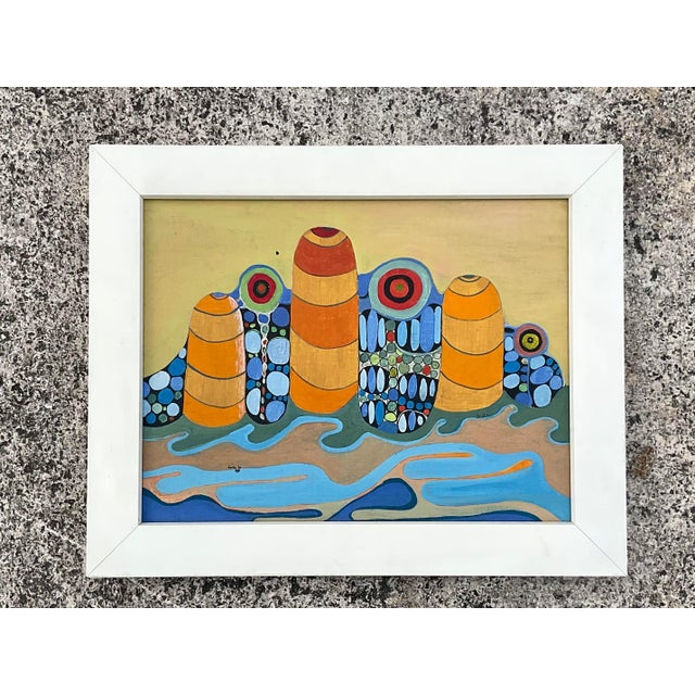 Vintage Post Modern Psychedelic Abstract Signed and Dated 1970 For Sale - Image 4 of 7