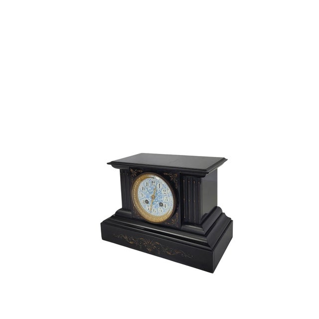Late 19th-Century French Neo-Grec Black Slate Mantel Clock by Japy Frères For Sale - Image 12 of 16