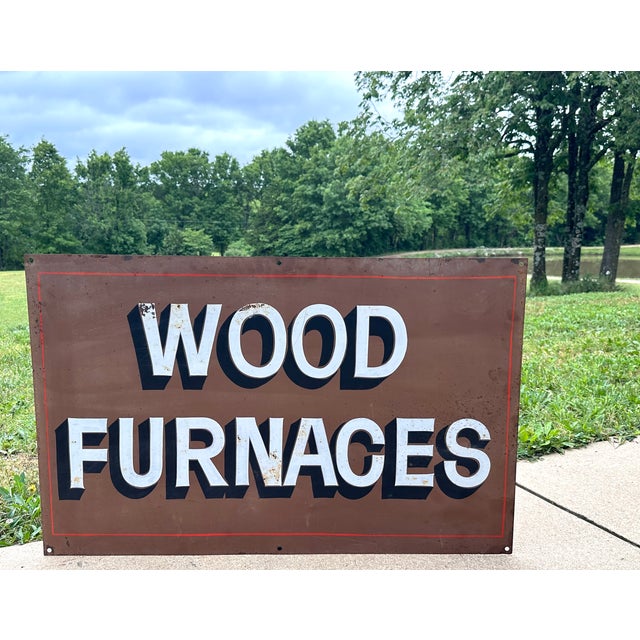 Hand Painted Advertising Metal Sign Wood Furnaces For Sale - Image 12 of 12