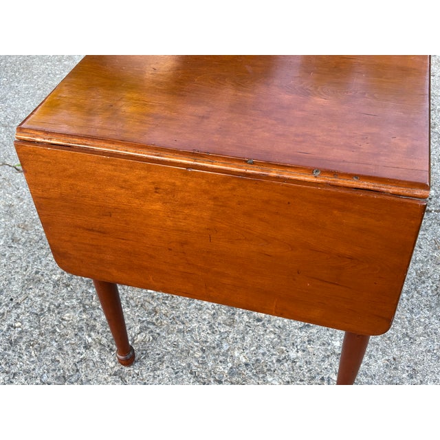 Brown American Antique Drop Leaf Side Table With Two Drawers For Sale - Image 8 of 11
