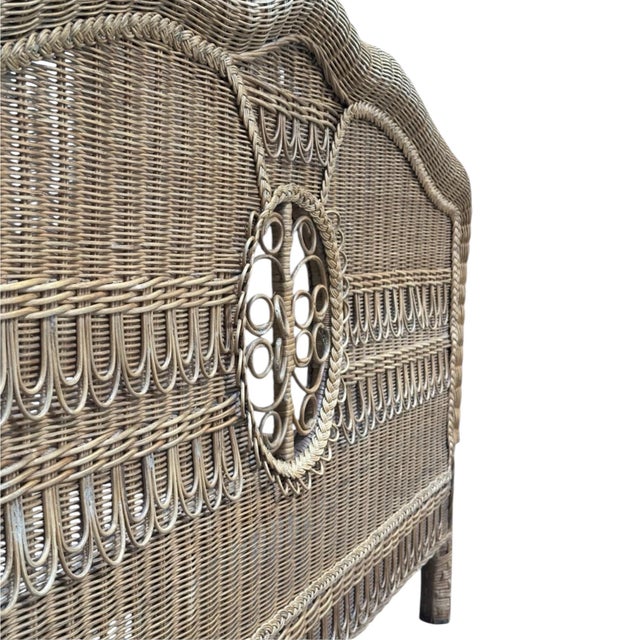 Late 20th Century Ralph Lauren Wicker Scrolled Queen Bed For Sale - Image 5 of 9