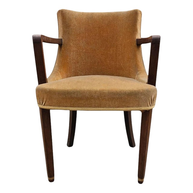 Art Deco British Velvet Salon Armchair, 1930 For Sale
